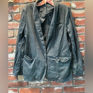 VINTAGE Y2K FREE PEOPLE BLACK DENIM BLAZER SIZE MEDIUM